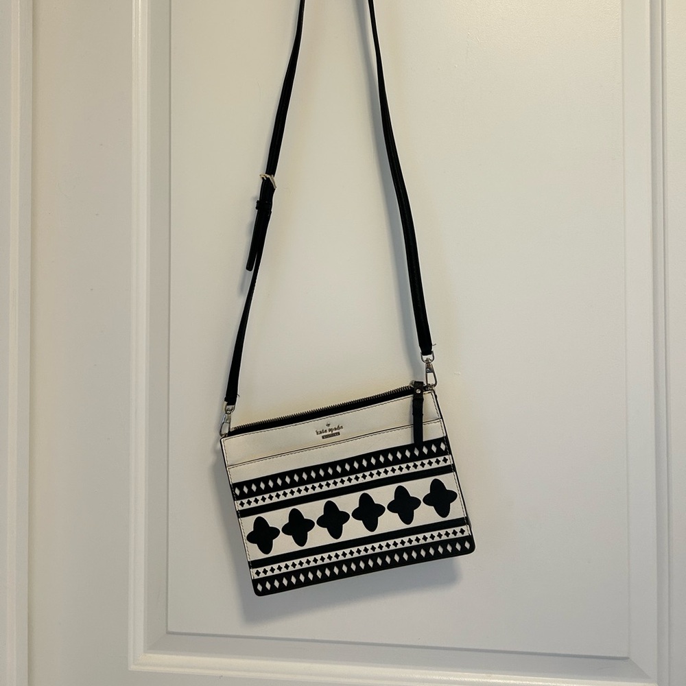 Kate Spade Black and Cream Patterned Crossbody Bag